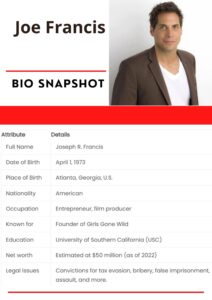 Joe Francis Net Worth 2024, Height, Age, Bio And More