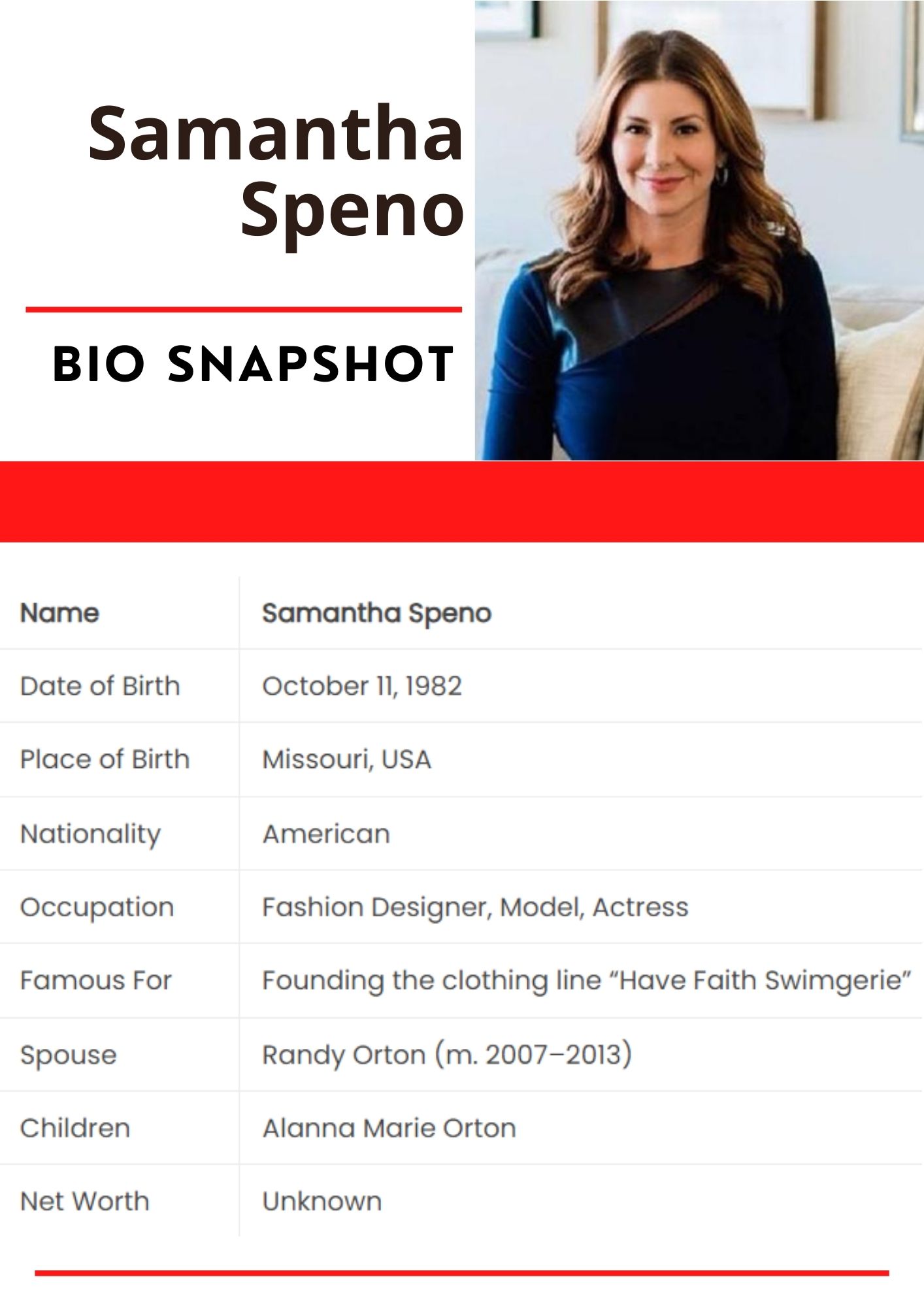 Samantha Speno BIO SNAPSHOT 2024