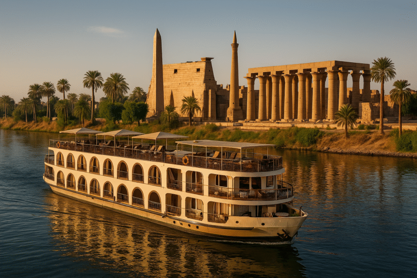Explore Luxury Nile River Cruises offering premium suites, gourmet cuisine, and serene Nile panoramas.
