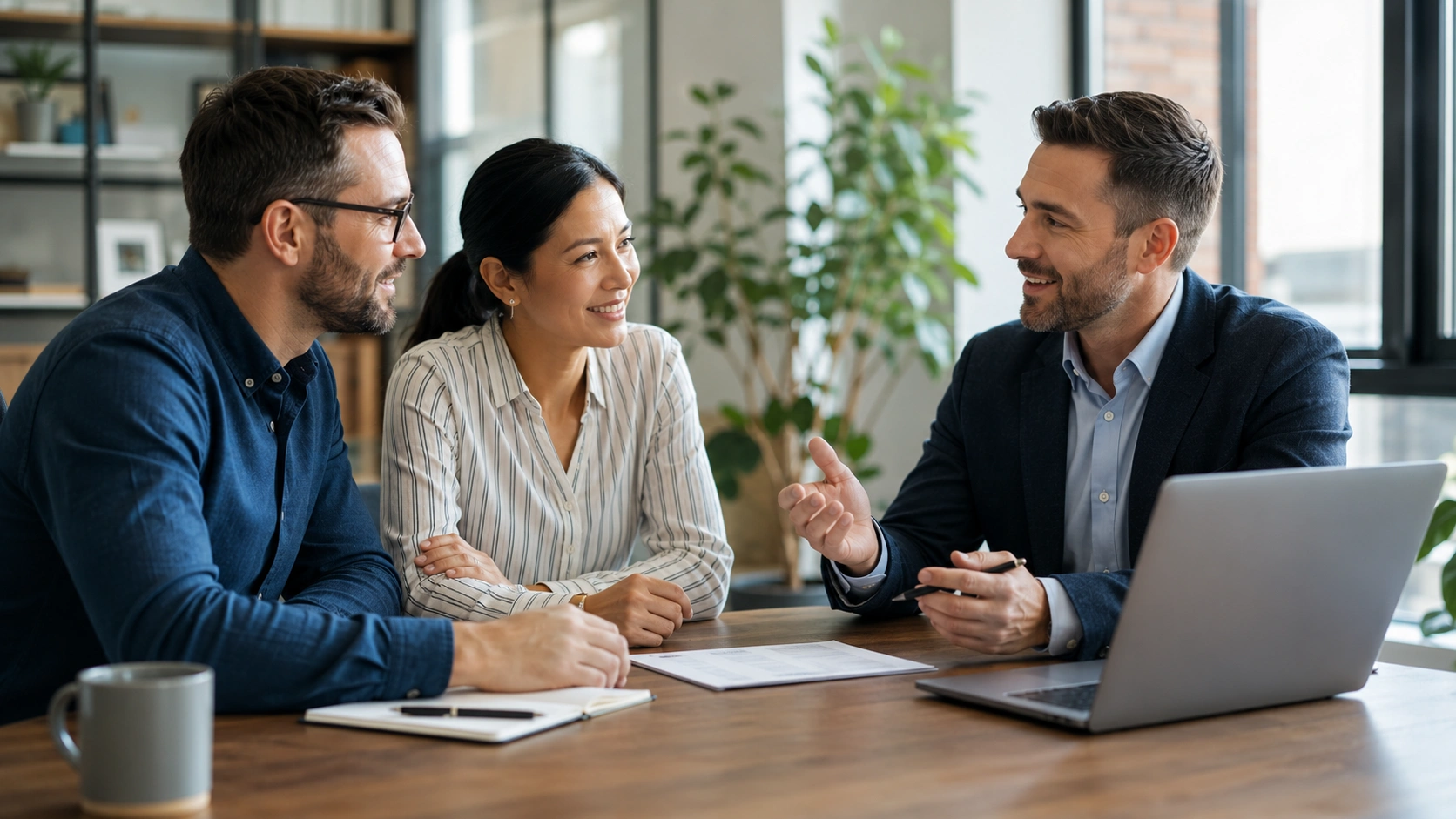 Small business owners meeting with an IT consulting company